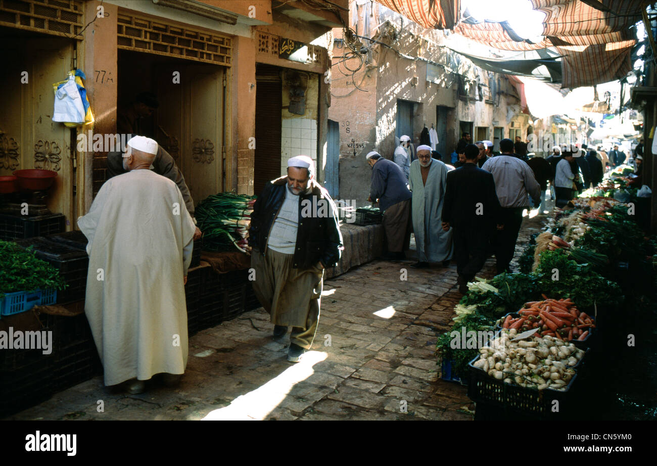 L'Algérie, Sahara, vallée du M'zab, inscrite au Patrimoine Mondial de l'UNESCO, Ghardaïa, allée de l'ancien souk de la vieille ville Banque D'Images