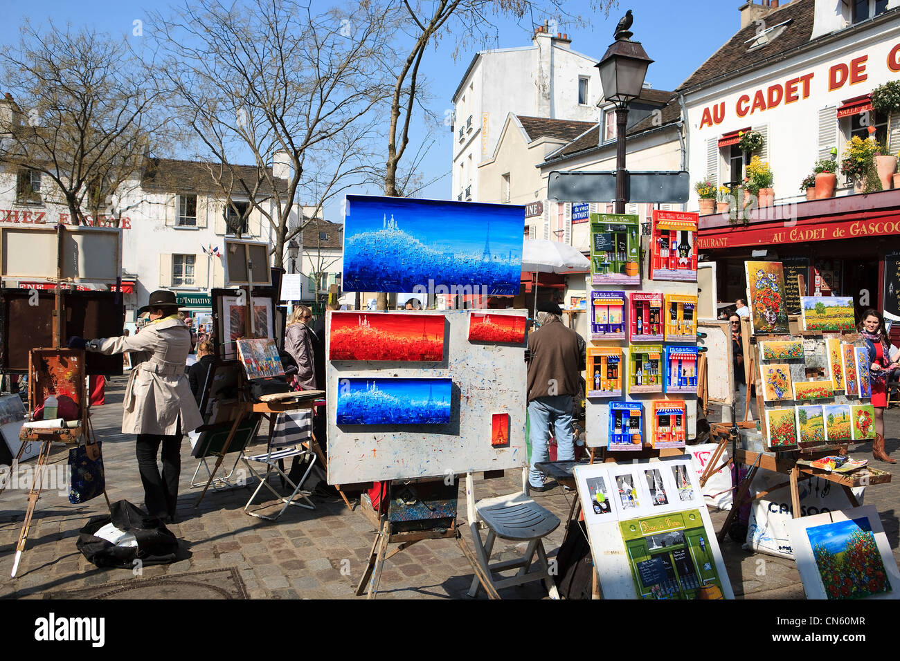 France, Paris, la Butte Montmartre, Place du Tertre Banque D'Images