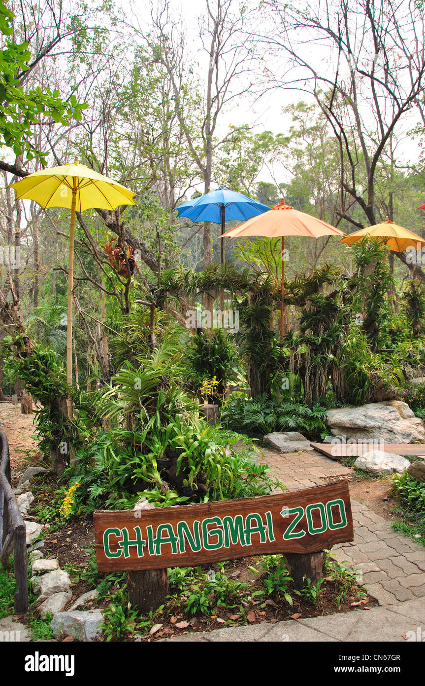 Entrée d'animal au zoo de Chiang Mai, Chiang Mai, la province de Chiang Mai, Thaïlande Banque D'Images