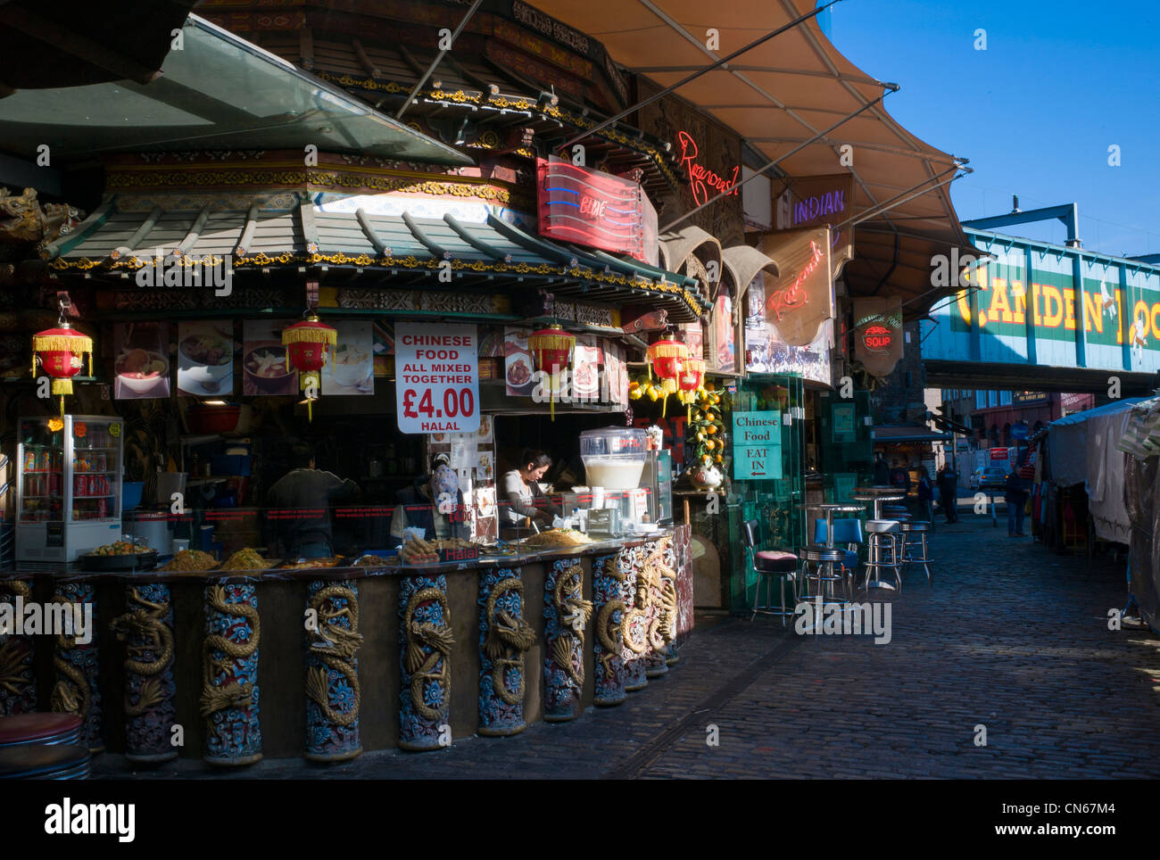 Outdoor food, Marché de Camden, Londres, Angleterre, Royaume-Uni Banque D'Images