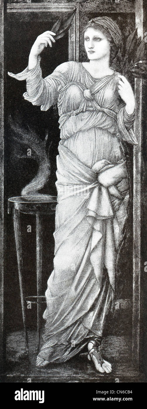L'on voit ici est le Sybil Delphique, une figure grecque mythique qui a fait des prophéties, par l'artiste anglais Sir Edward Burne-Jones. Banque D'Images
