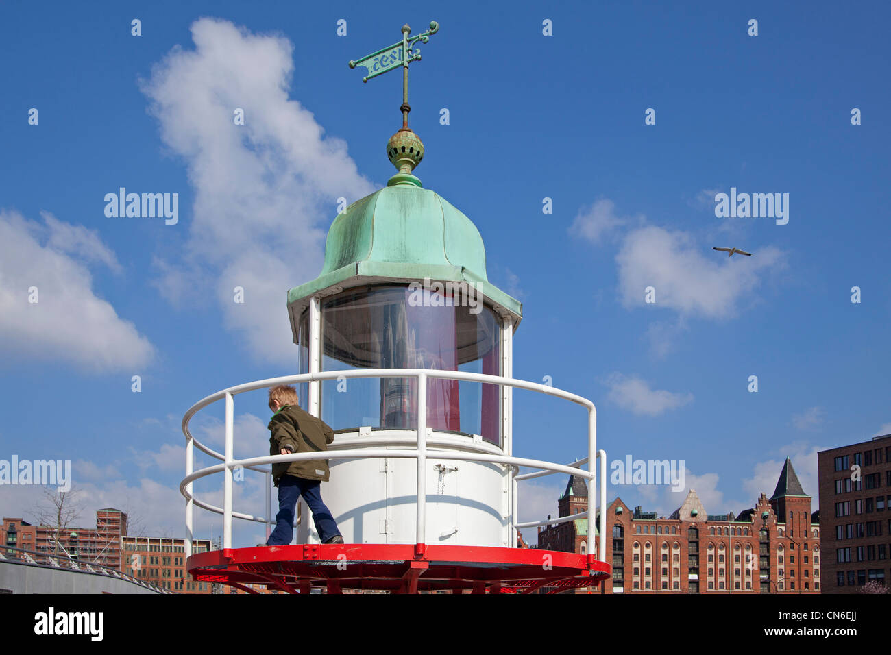 Vieux phare, Hafencity (Ville portuaire), Hambourg, Allemagne Banque D'Images