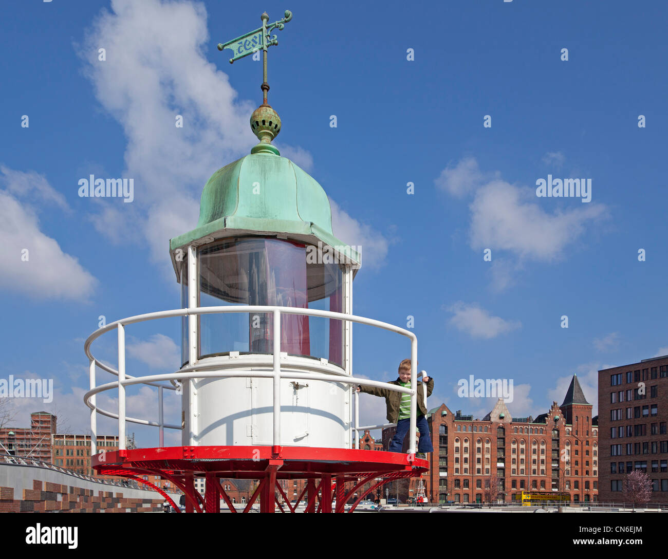 Vieux phare, Hafencity (Ville portuaire), Hambourg, Allemagne Banque D'Images