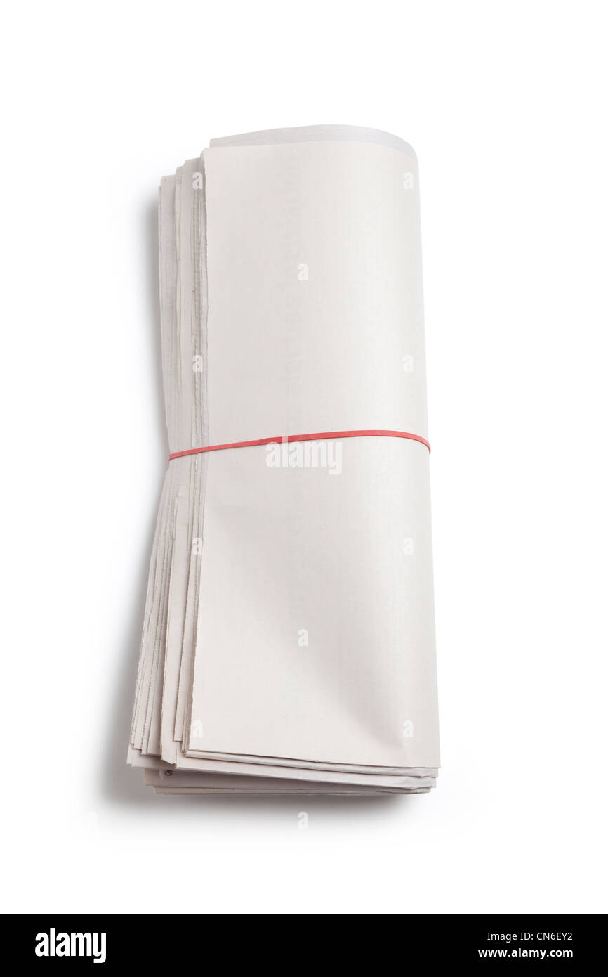 Journal vierge rouleau avec fond blanc Banque D'Images
