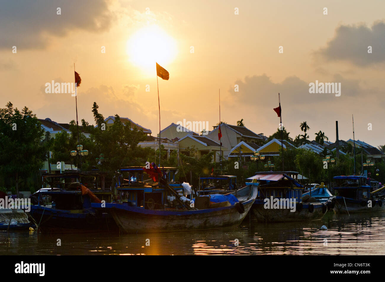 Le centre-ville de Hoi An au coucher du soleil, au Vietnam Banque D'Images