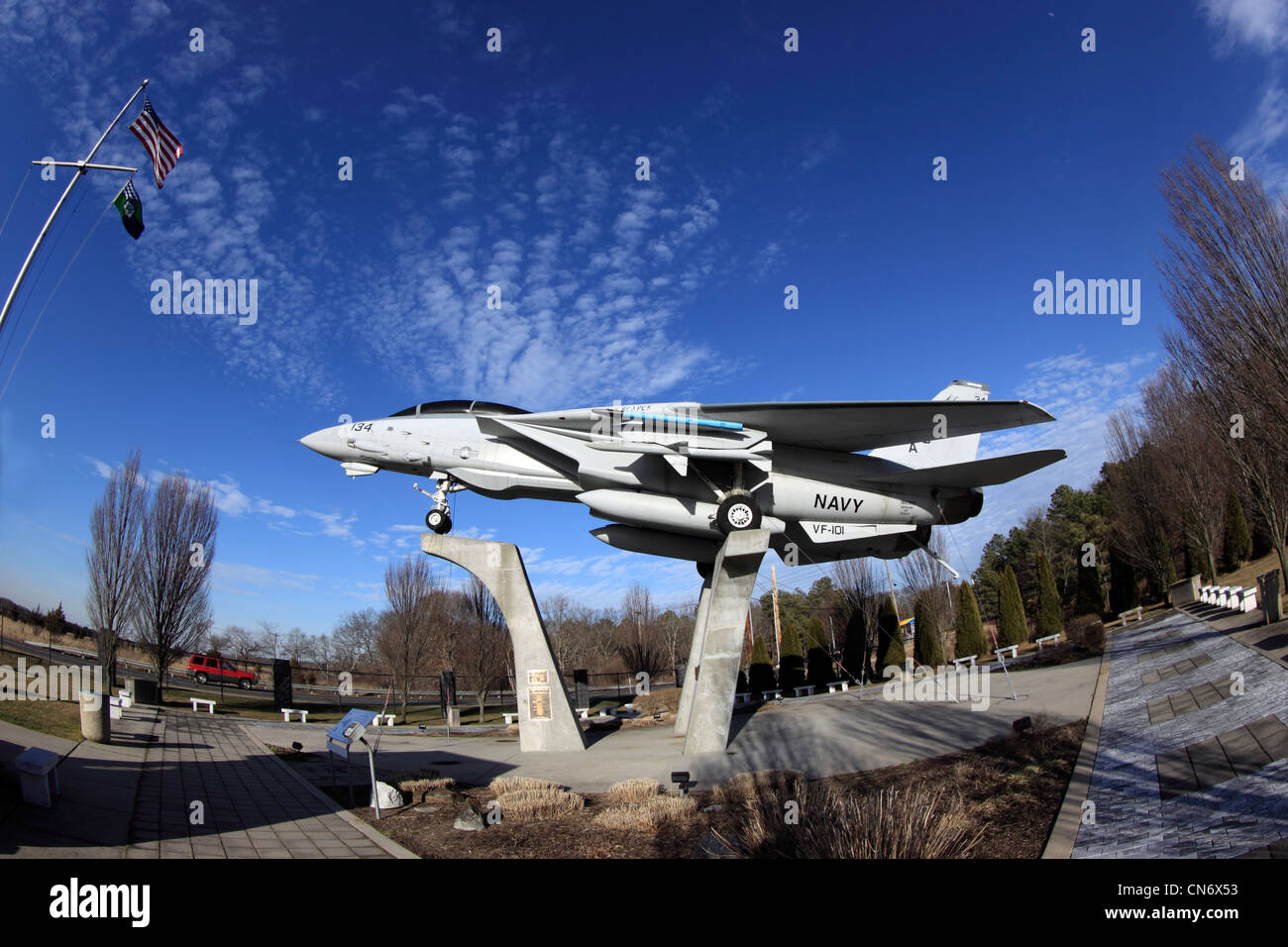 Grummna F-14 Tomcat Navy Fighter jet sur l'affichage à Grumman Memorial Park Calverton Long Island NY Banque D'Images