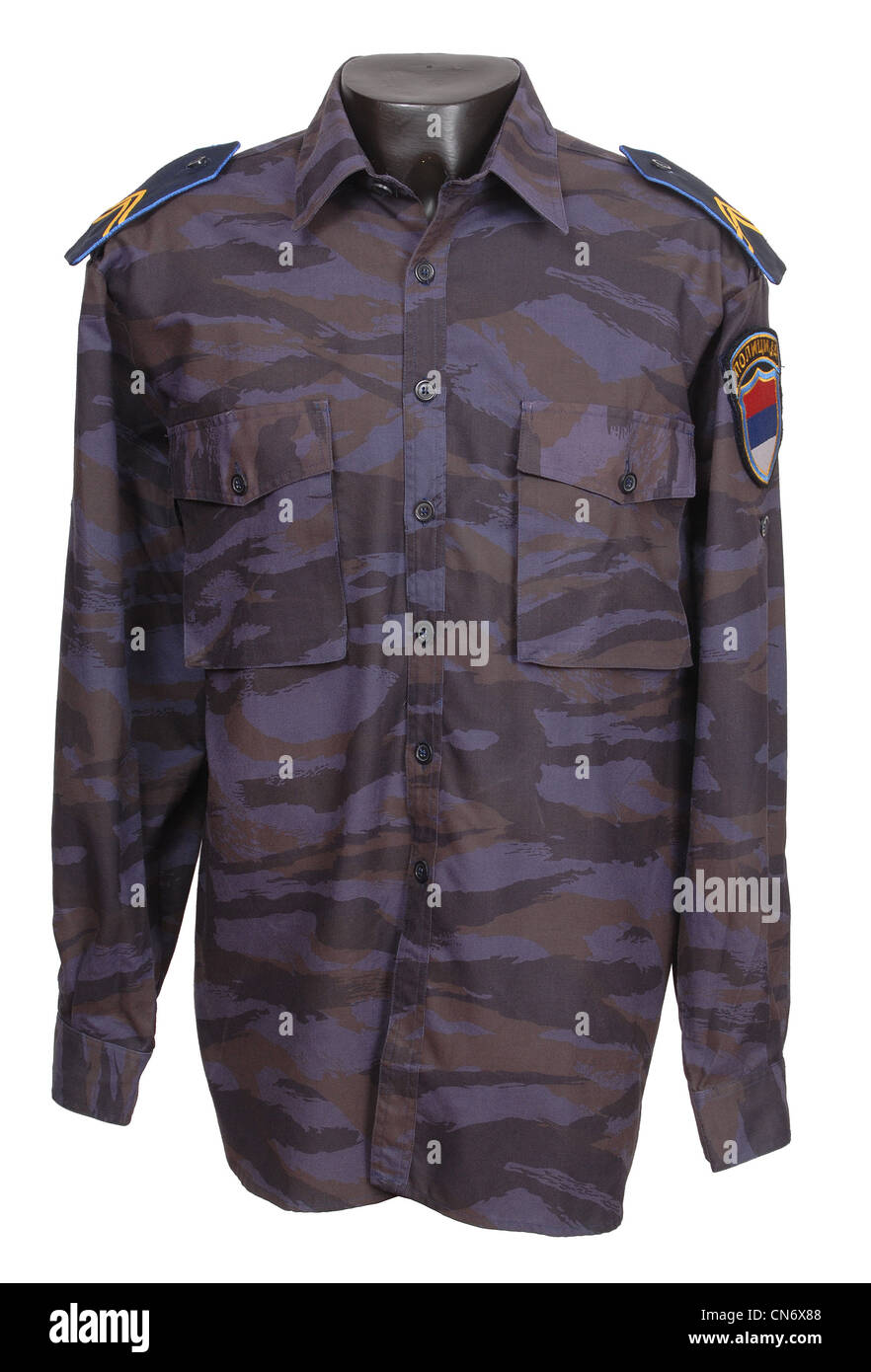 La milice spéciale de la police yougoslave serbe shirt camo. 1991. Banque D'Images