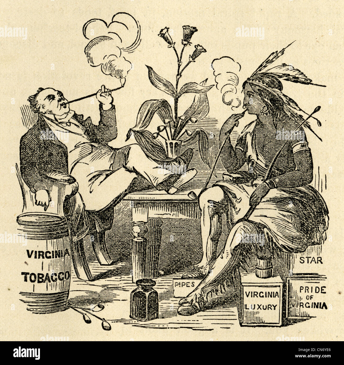 Gravure de 1871, un espace européen de prendre sa première leçon de fumer. De l'accueil parler et le bon sens médical par Edward B. Foote. Banque D'Images Gravure de 1871, un espace européen de prendre sa première leçon de fumer. De l'accueil parler et le bon sens médical par Edward B. Foote. Banque D'Images