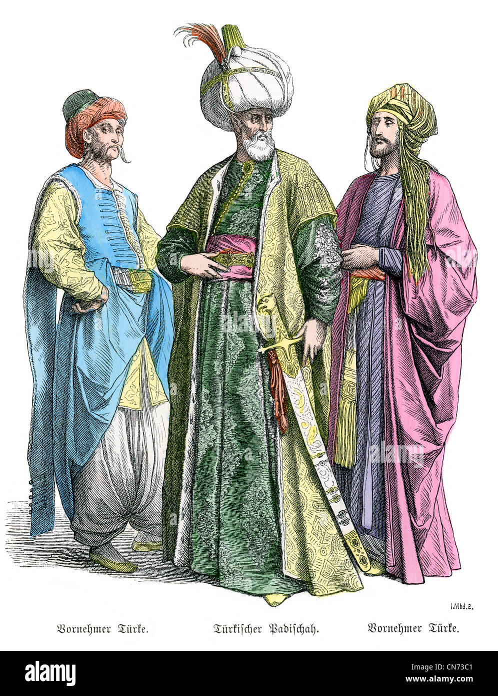 Le sultan turc ottoman avec des courtiers Banque D'Images