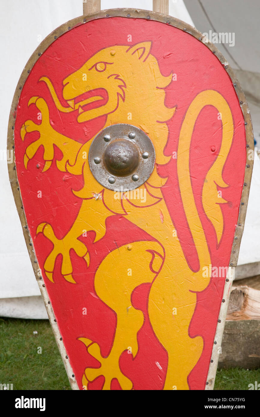 Le bouclier d'un lion utilisé pour la reconstitution historique de la bataille Banque D'Images