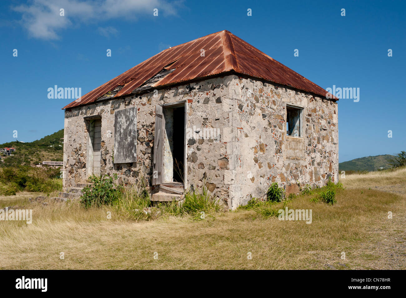 L'ancienne maison de Signal / Station de radio à Fort Amsterdam Heritage Park, Philipsburg, Saint Martin, les Antilles Banque D'Images