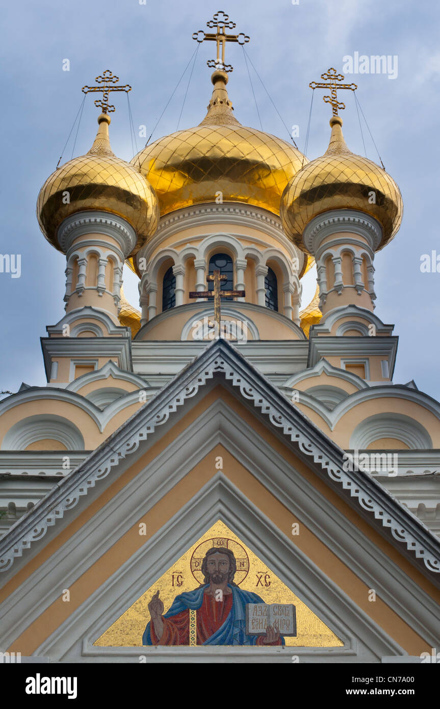 L'église Alexandre Nevski, Yalta, Crimée, Ukraine. Banque D'Images