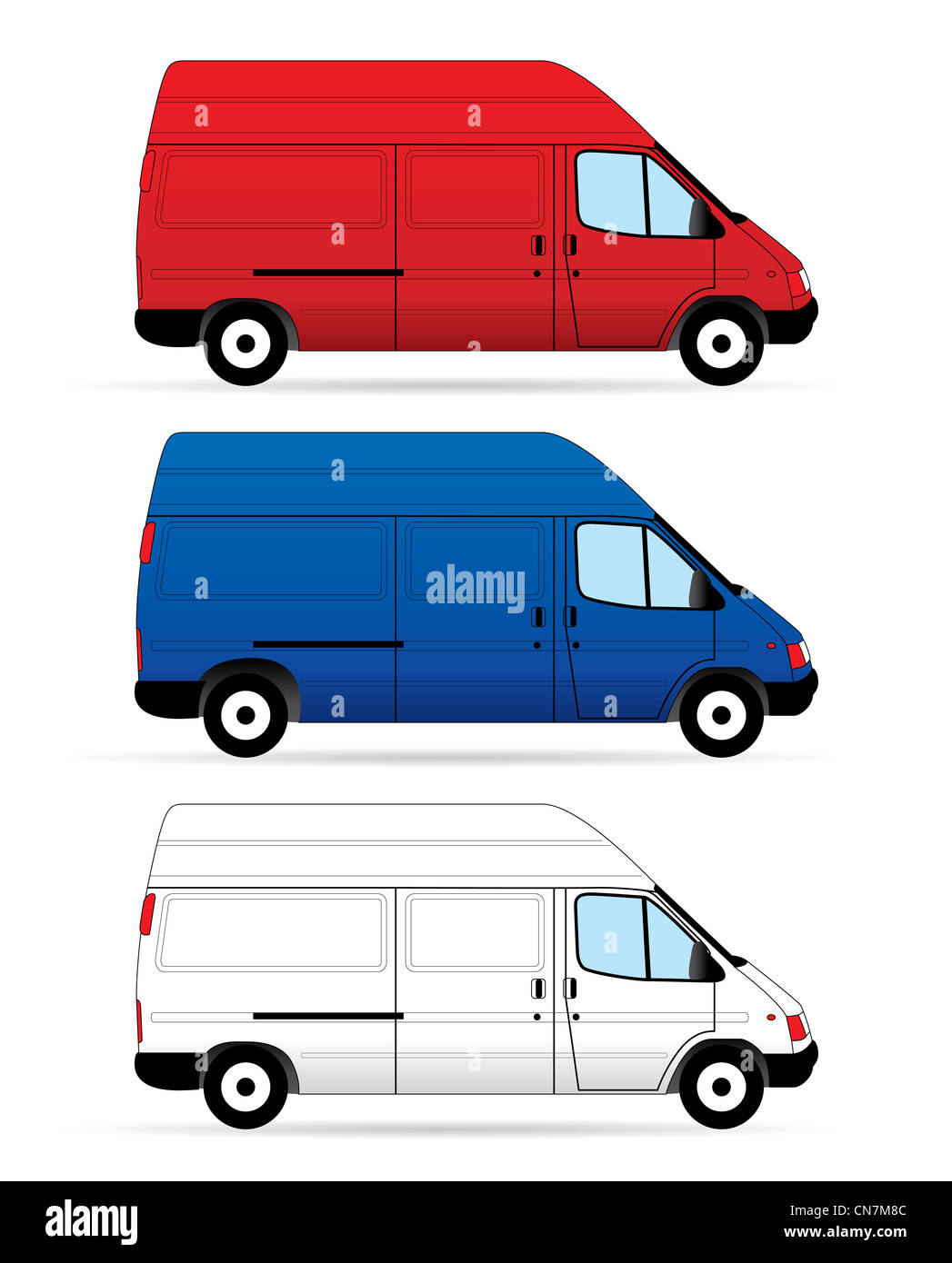 Les camionnettes de livraison isolé sur fond blanc. illustration Banque D'Images