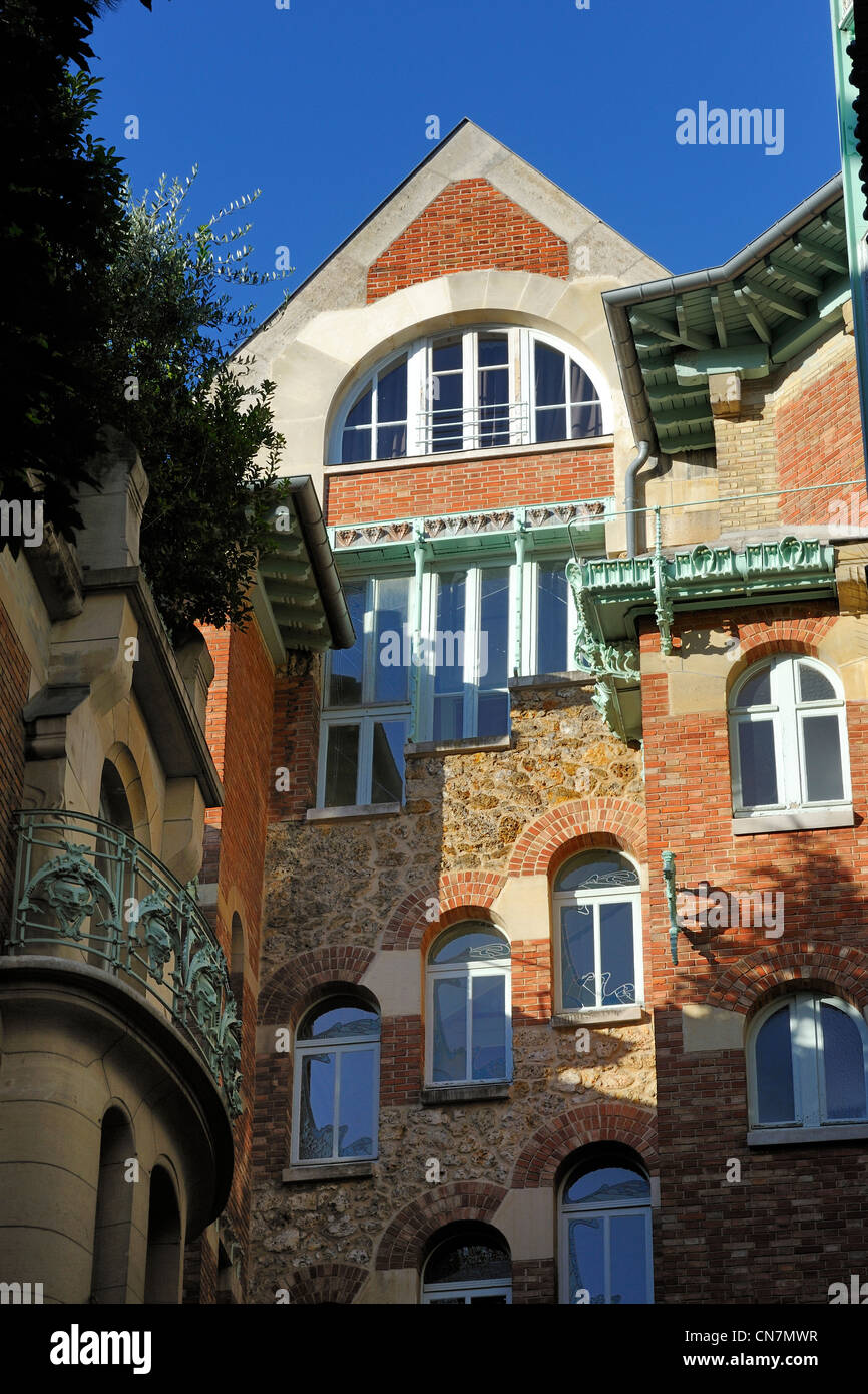 France, Paris, le Castel Béranger, 14 rue La Fontaine bâtiment dans le style Art Nouveau d'Hector Guimard Banque D'Images