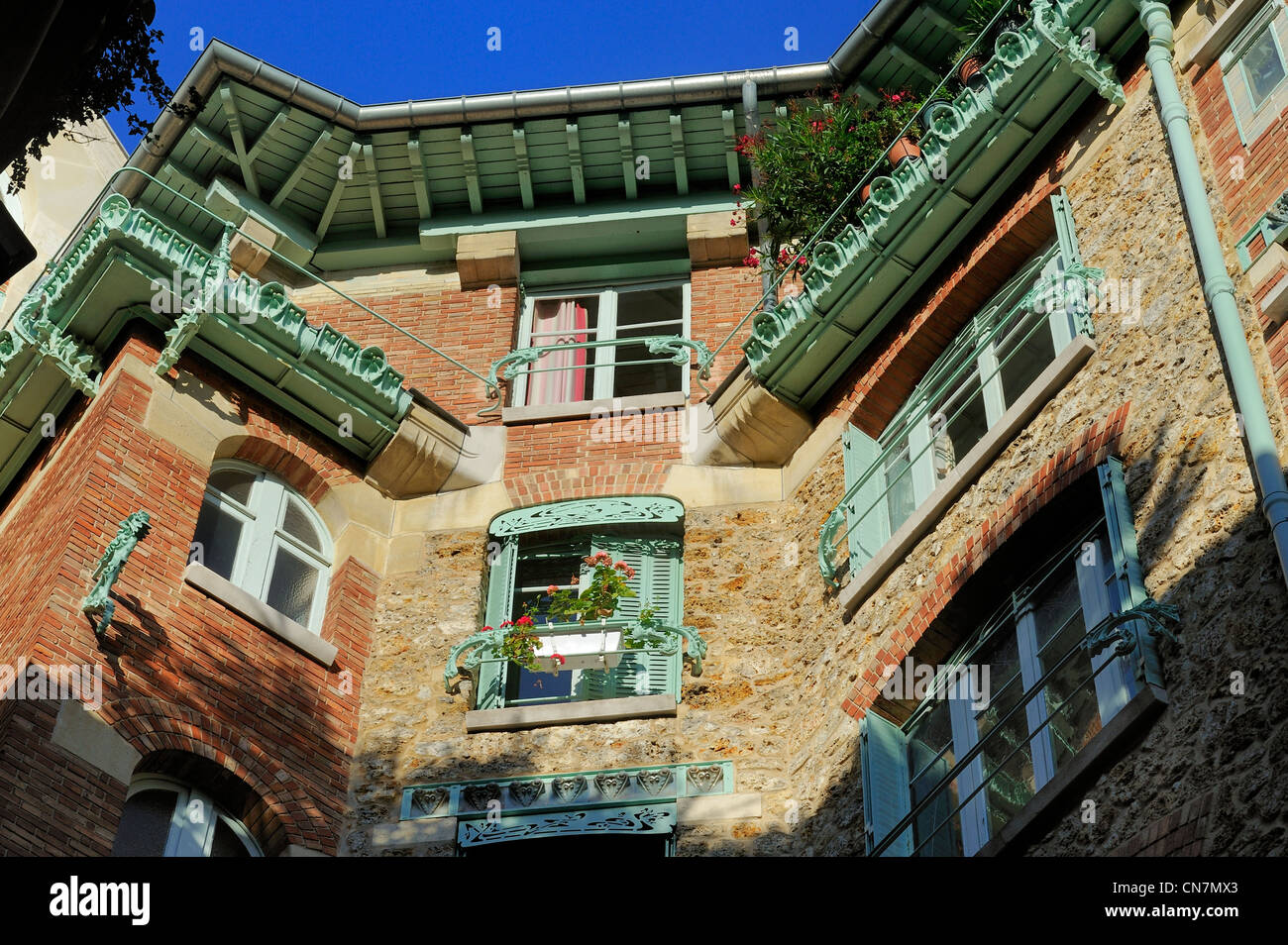 France, Paris, le Castel Béranger, 14 rue La Fontaine bâtiment dans le style Art Nouveau d'Hector Guimard Banque D'Images