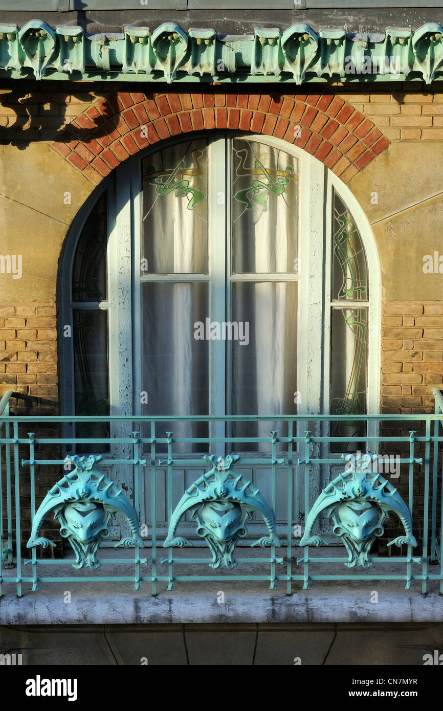 France, Paris, le Castel Béranger, 14 rue La Fontaine bâtiment dans le style Art Nouveau d'Hector Guimard Banque D'Images