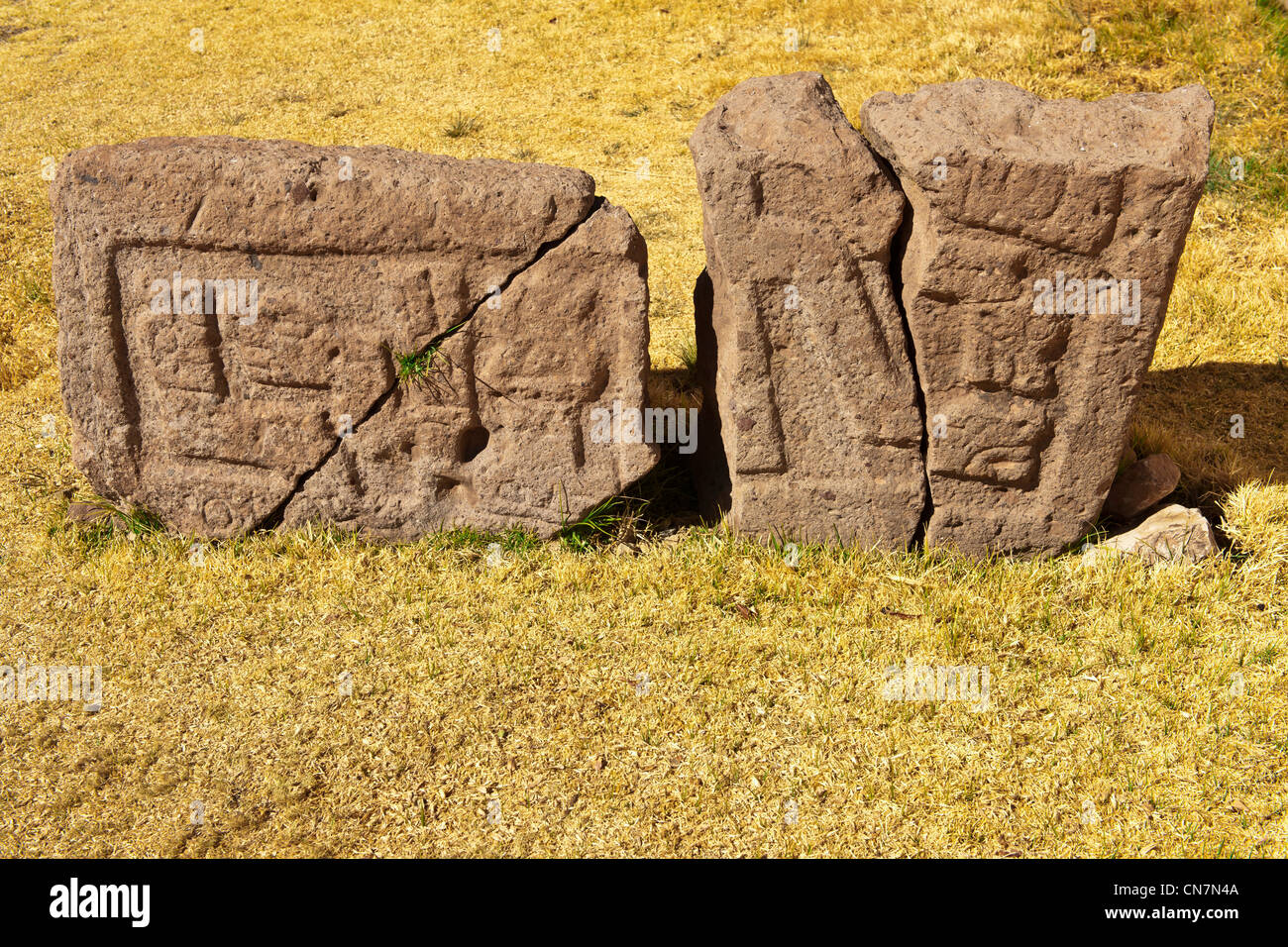 Le Pérou, Puno province, Pukara, la cathédrale, la sculpture monolithique de l'altiplano andin civilisations Banque D'Images