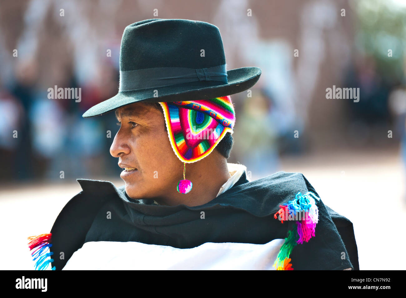 Le Pérou, Puno, lac Titicaca, province de l'île de Taquile, loin du continent, les Indiens Quechua ont gardé une façon traditionnelle de Banque D'Images