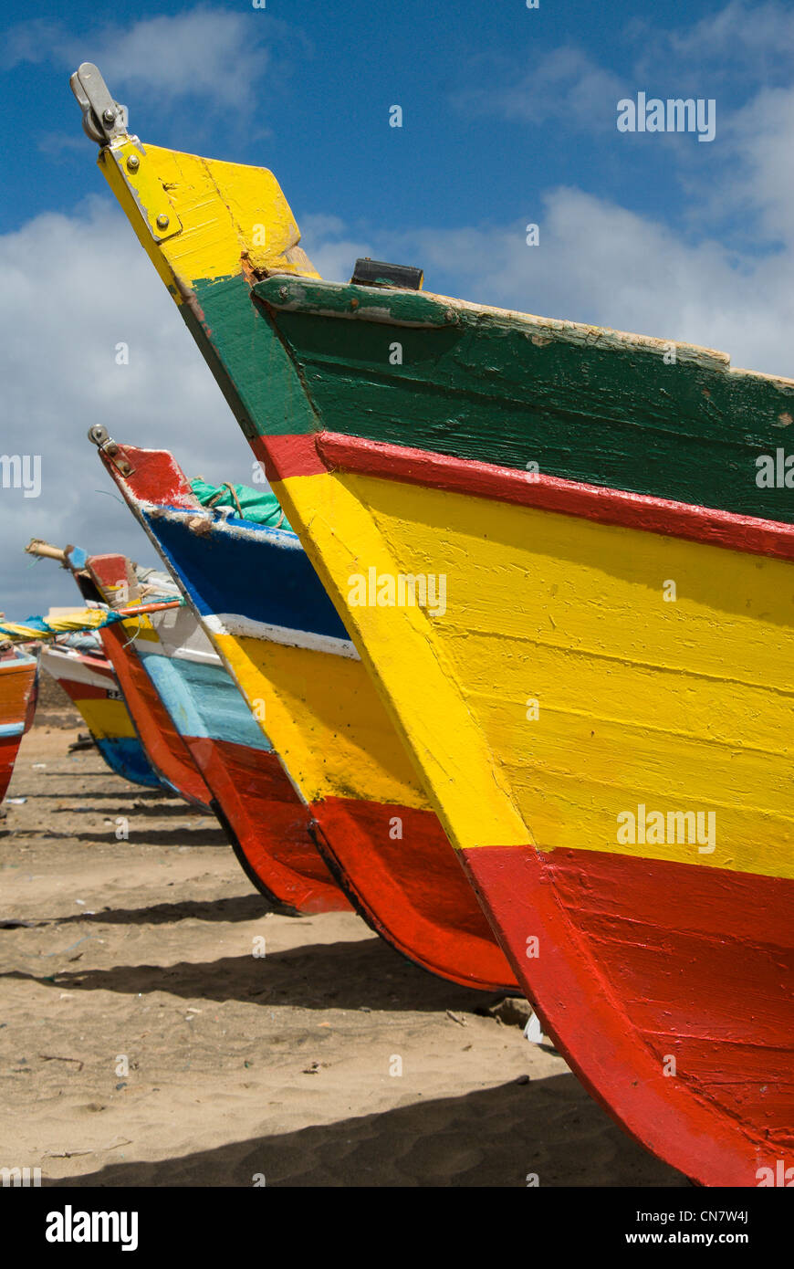 Cap Vert, Sao Vicente, l'île de Baia das Gatas, bateaux de pêche Banque D'Images