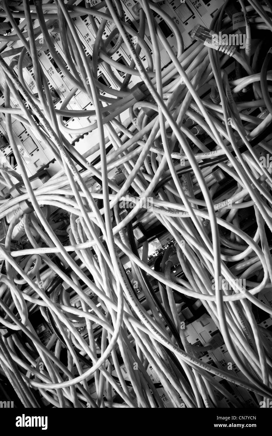 Concept de l'infrastructure réseau avec les câbles connectés au centre de données Banque D'Images