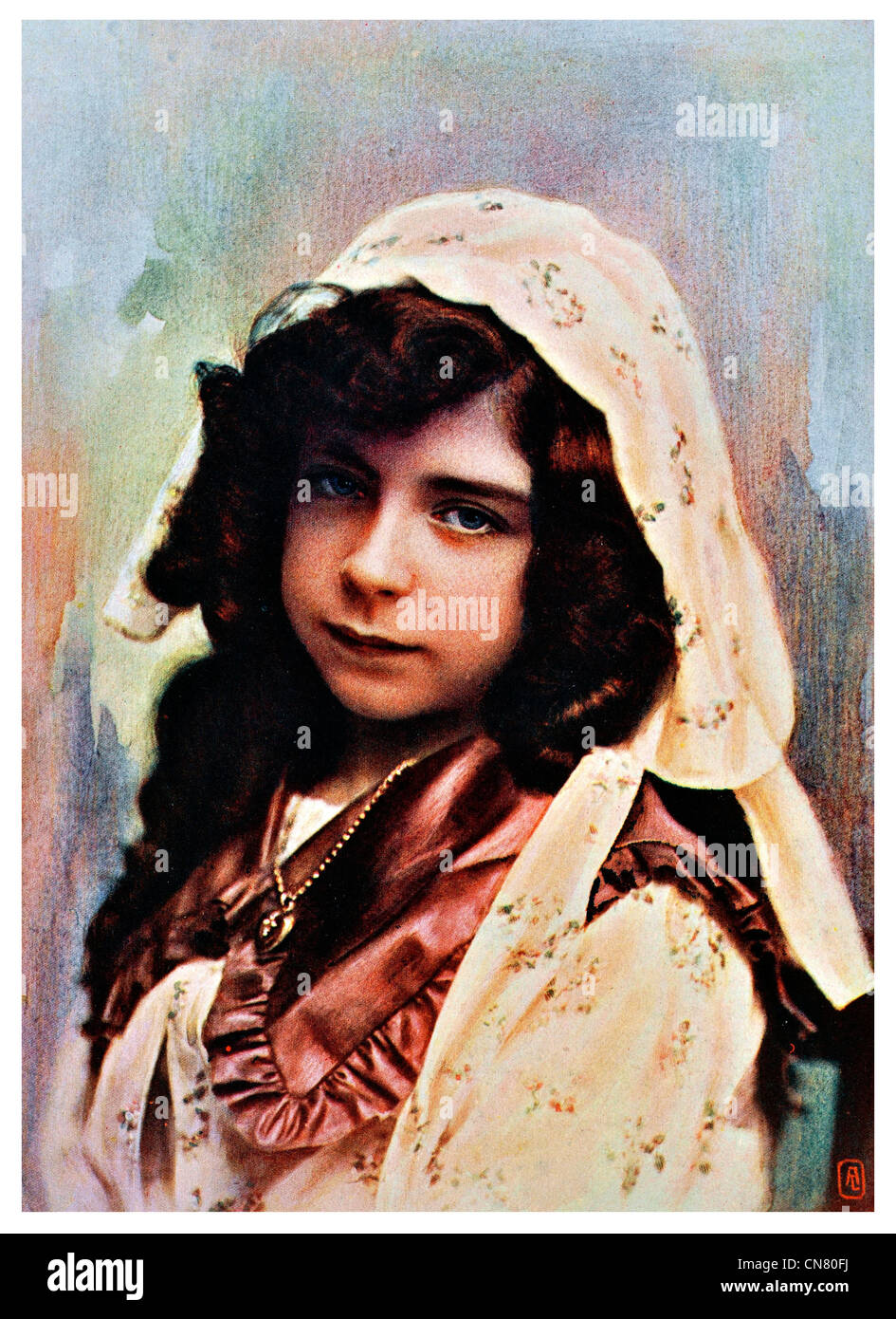 Modèle d'étude portrait girl 1900 Banque D'Images