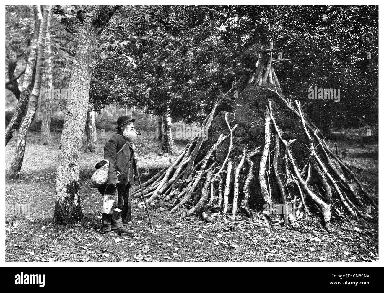 1905 Nouvelle Forêt Serpent Catcher Brosse-Mills Banque D'Images