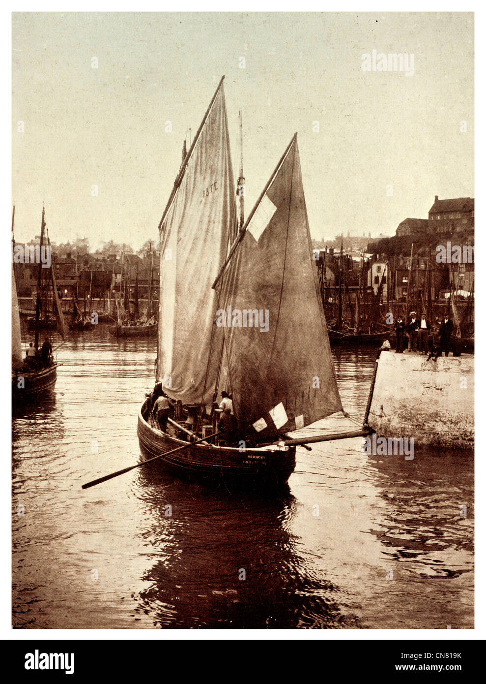 L'ère d'Edwardian voile Voile goélette 1900 Banque D'Images