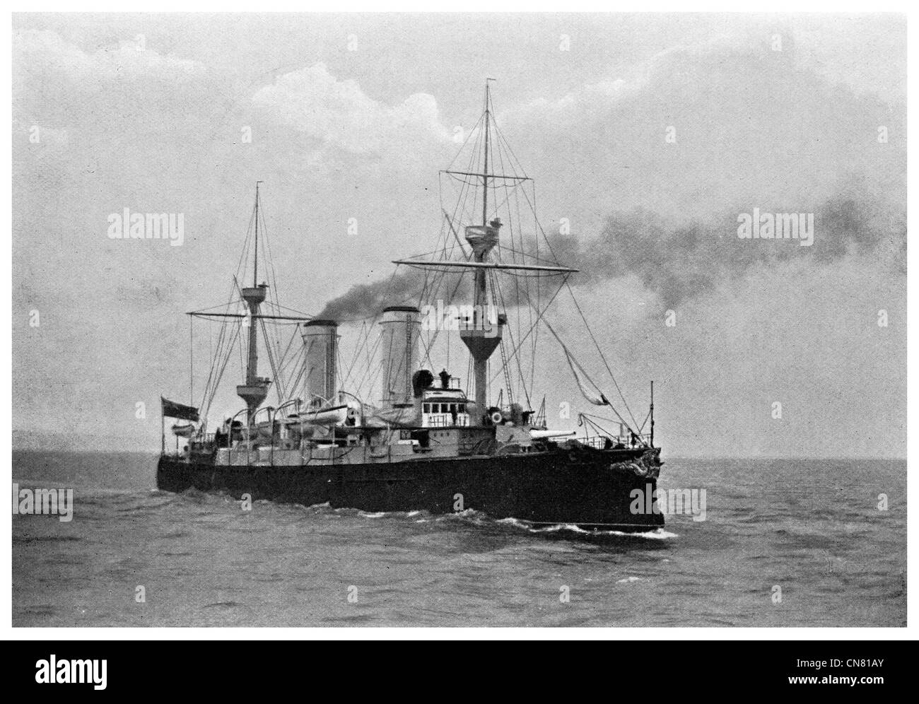 1900 destroyer de la Marine La Marine à vapeur Bateau canon Banque D'Images