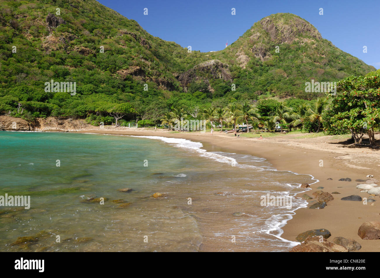 La France, Guadeloupe, Les Saintes, Terre de haut, l'anse du Figuier, plage de sable fin et son lagon Banque D'Images