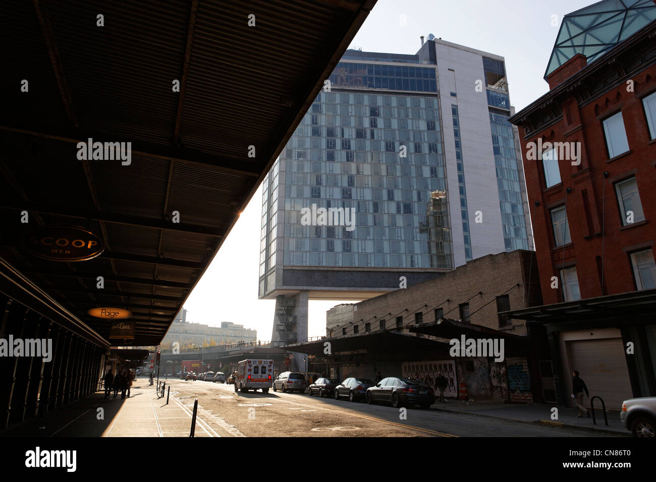 United States, New York, Manhattan, Meatpacking District, vue depuis le nord de l'hôtel standard, 848 Washington Street Banque D'Images