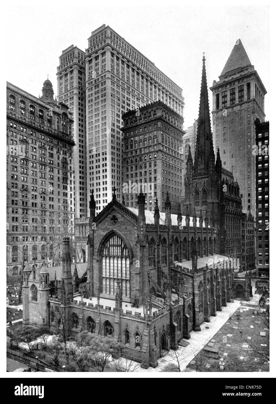 1916 Première publication de l'église Trinity Wall Street New York Banque D'Images