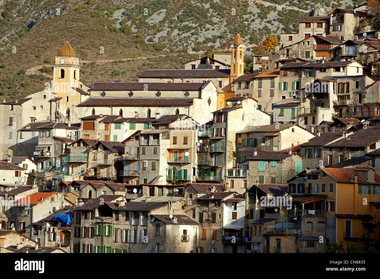 France, Alpes Maritimes, vallée de la Roya, Saorge Banque D'Images