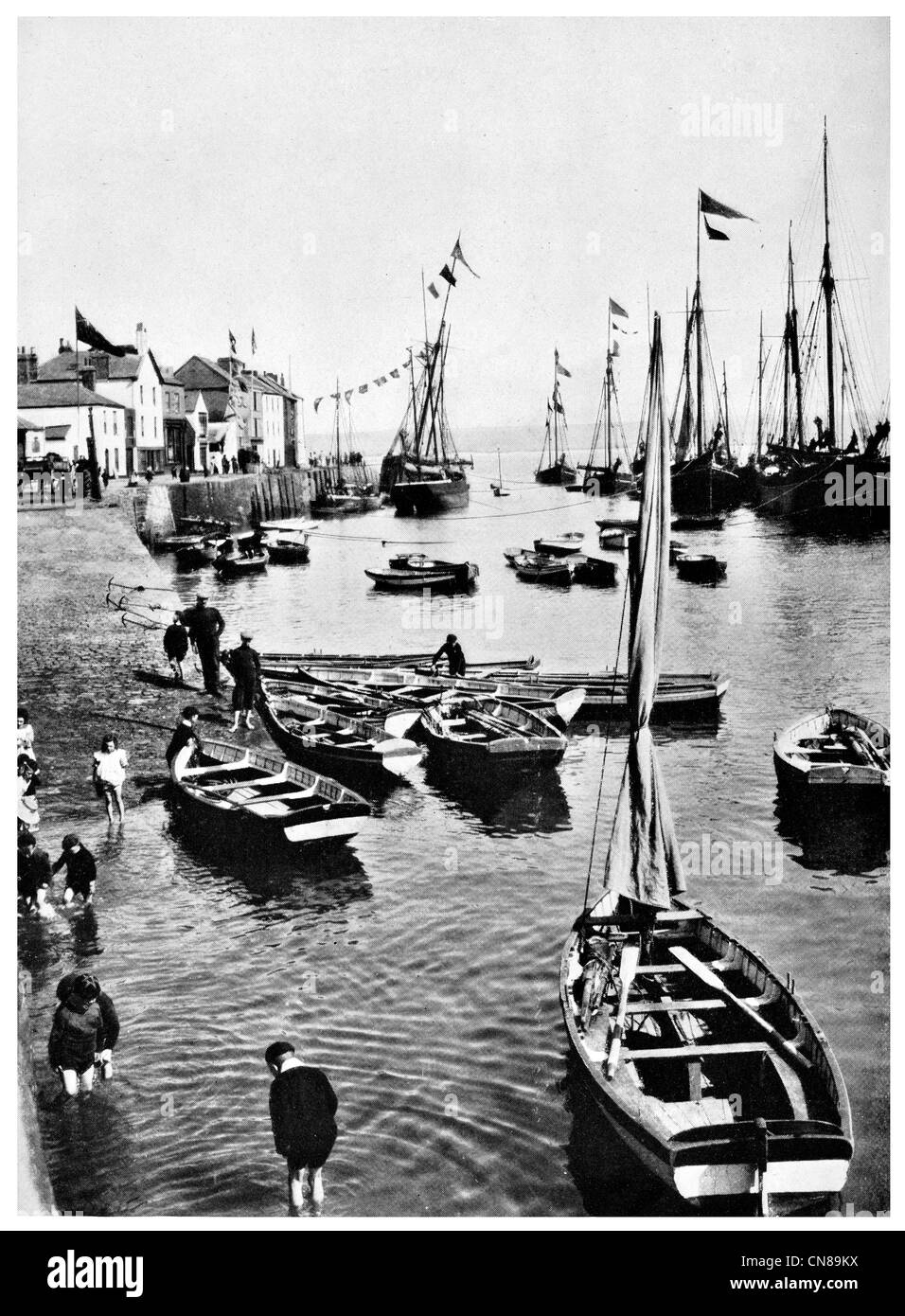 D'abord publié 1915 Angleterre Port Appledore Maison de bateau à voile North Devon Banque D'Images