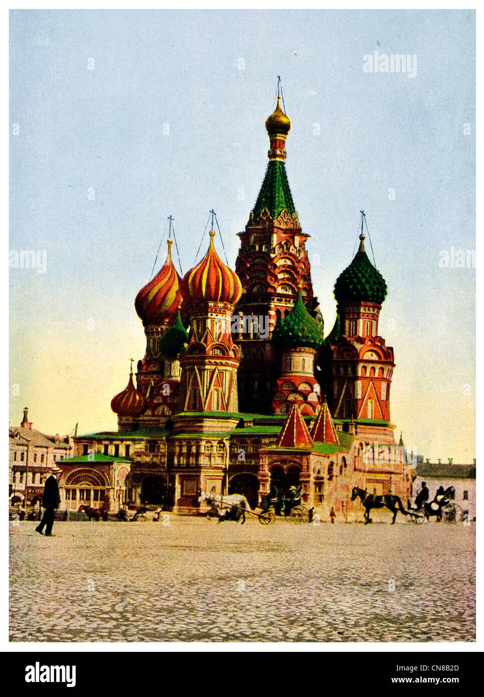 Publié pour la première fois 1914 la Cathédrale St Basile Moscou Russie Banque D'Images