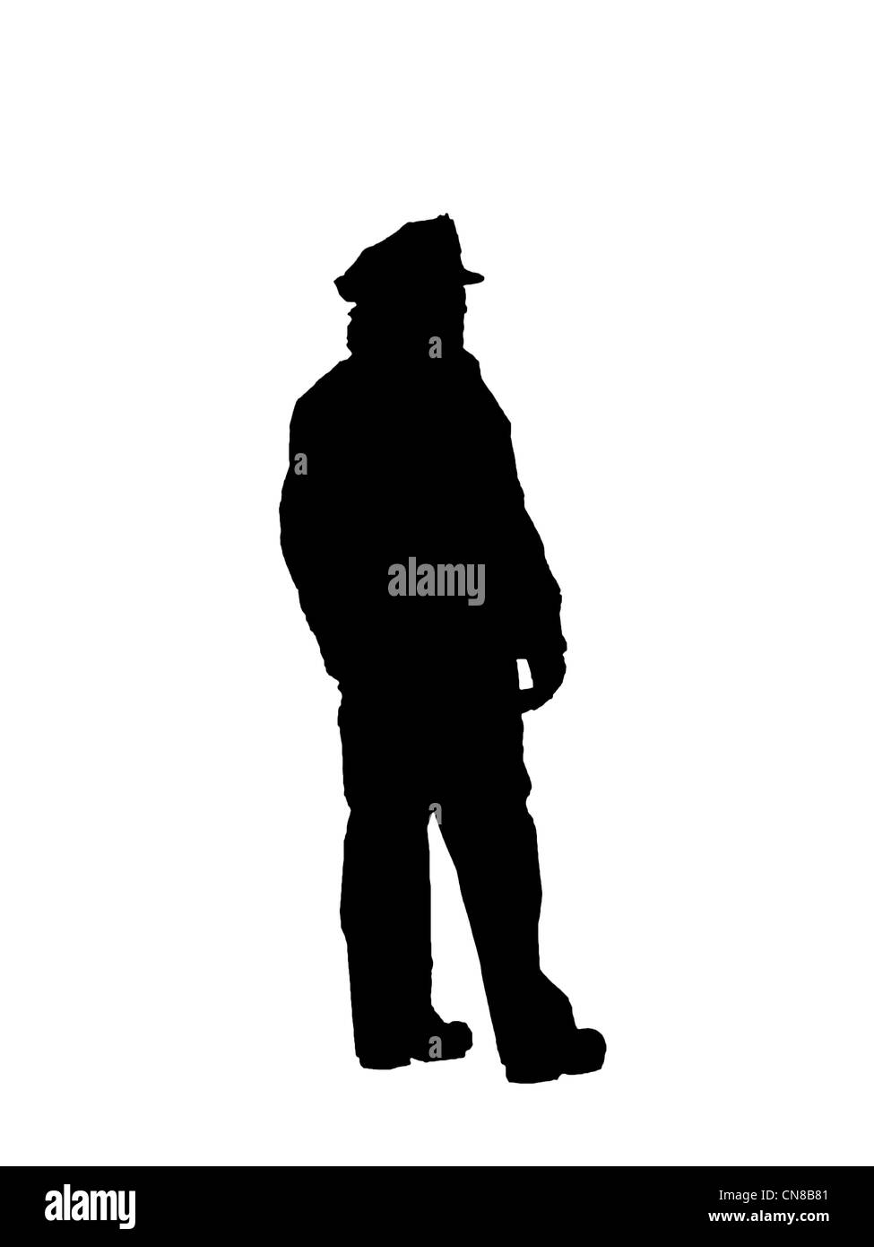 Agent de police permanent silhouette légère. Banque D'Images