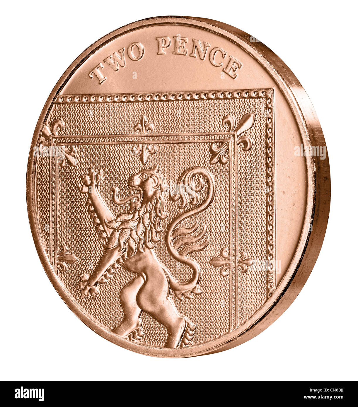 2p deux pence coin côte sur tails ar Banque D'Images