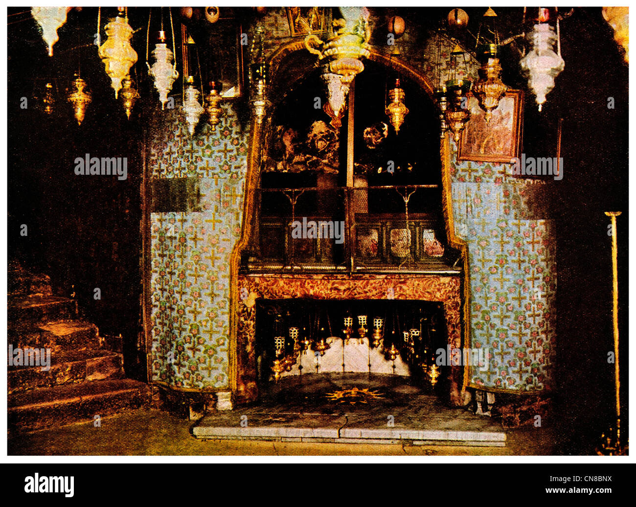 D'abord publié 1914 Grotte de la nativité Bethléem - Jérusalem Banque D'Images