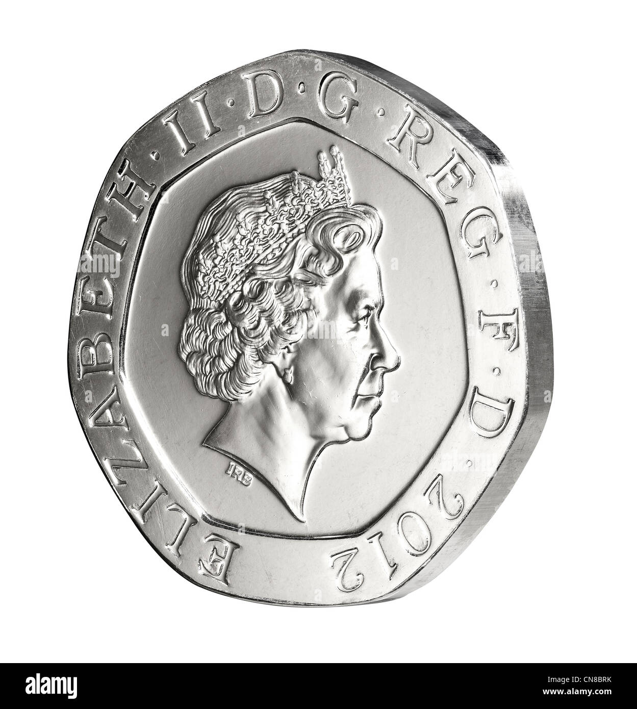 20p vingt pence sur côté avers chefs 2012 coin Banque D'Images