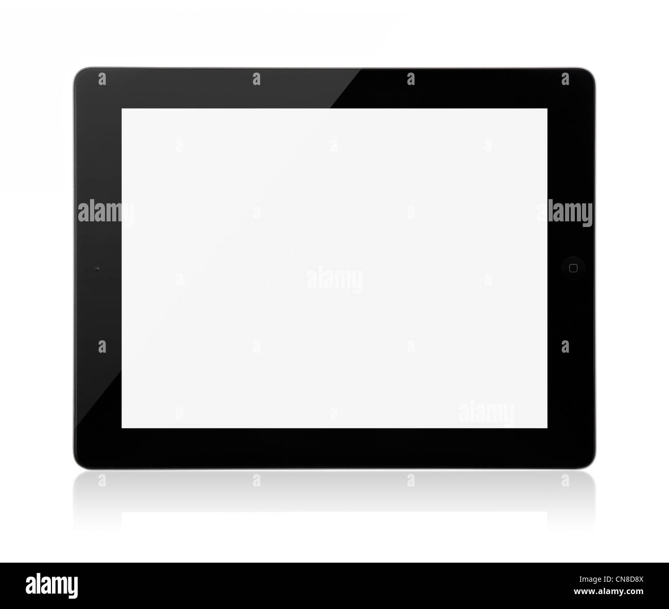 Apple iPad 3ème génération sur un fond blanc avec un écran blanc. Banque D'Images