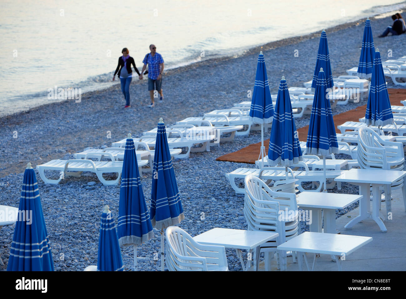 France, Alpes Maritimes, Nice, Promenade des Anglais, de la plage Banque D'Images