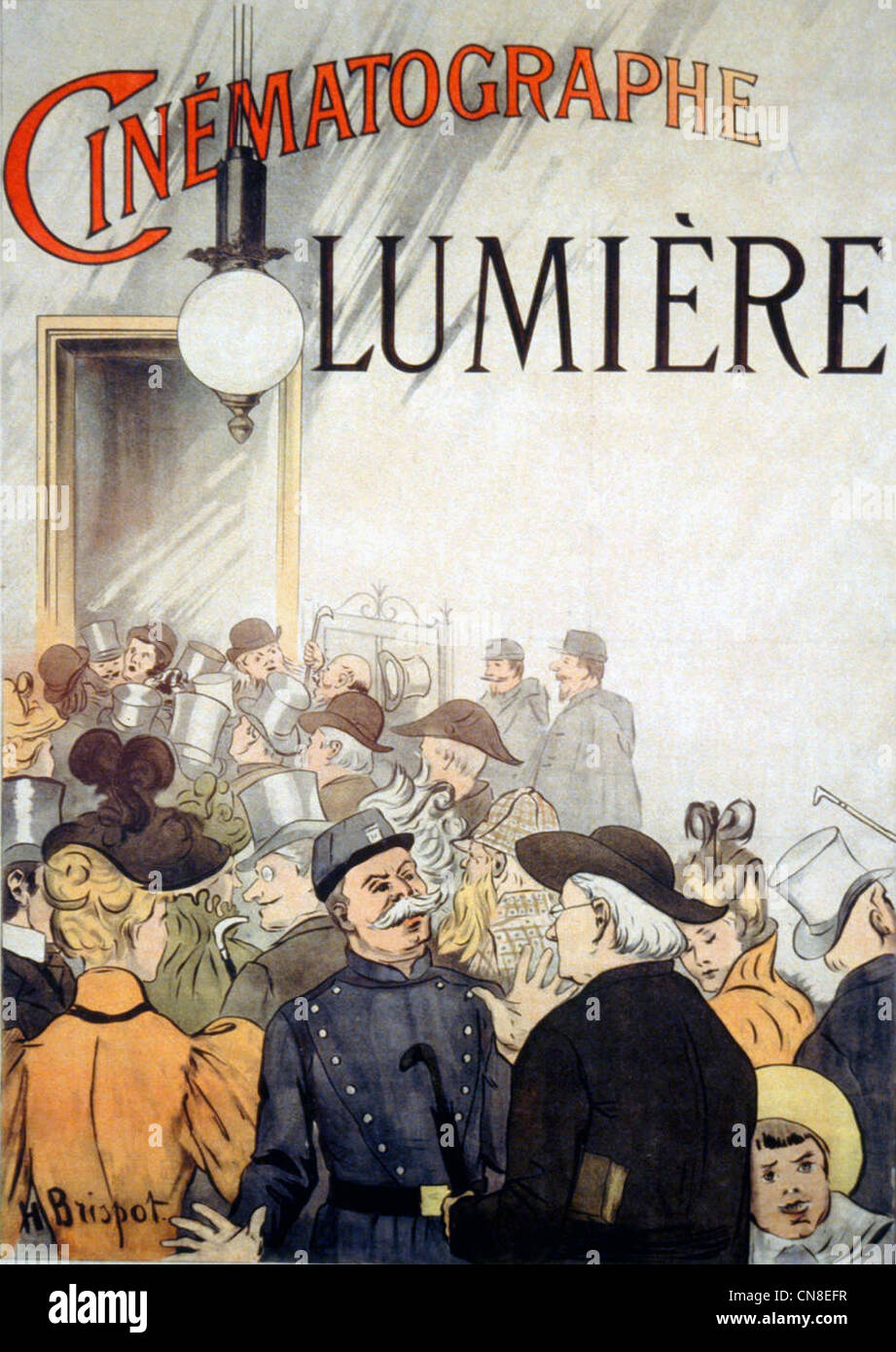 Frères Lumière Affiche publicitaire de la première présentation de leur système de projection du film en 1895 Banque D'Images