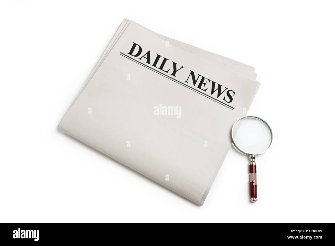 Daily News, journal vierge avec fond blanc Banque D'Images