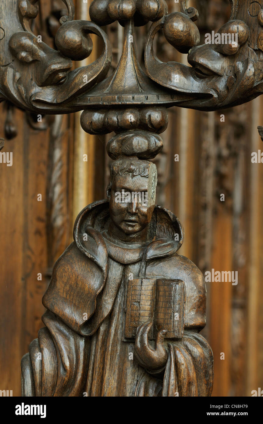 France, Doubs, Montbenoit, église de l'ancienne abbaye, le choeur, les stalles en chêne de 1525 Banque D'Images