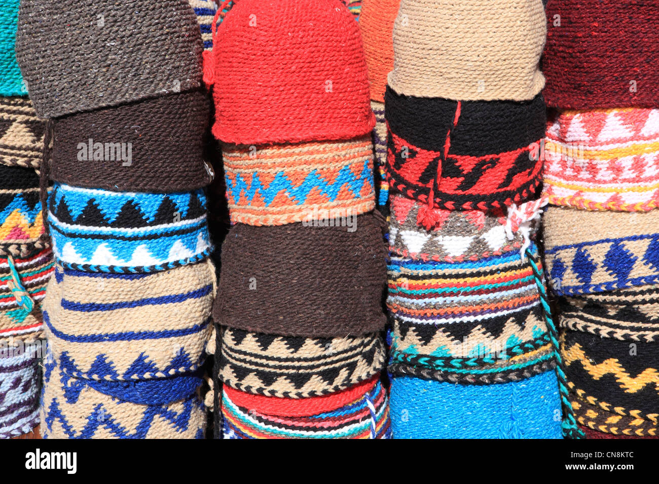 Chapeau traditionnel berbère pour la vente aux touristes à Marrakech,  Maroc, Afrique du Nord Photo Stock - Alamy