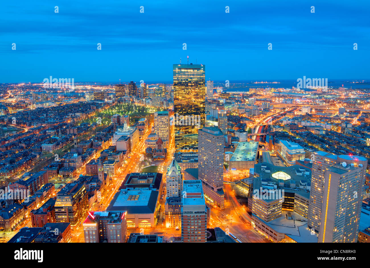 Vue aérienne du centre-ville de Boston, Massachusettes, USA. Banque D'Images