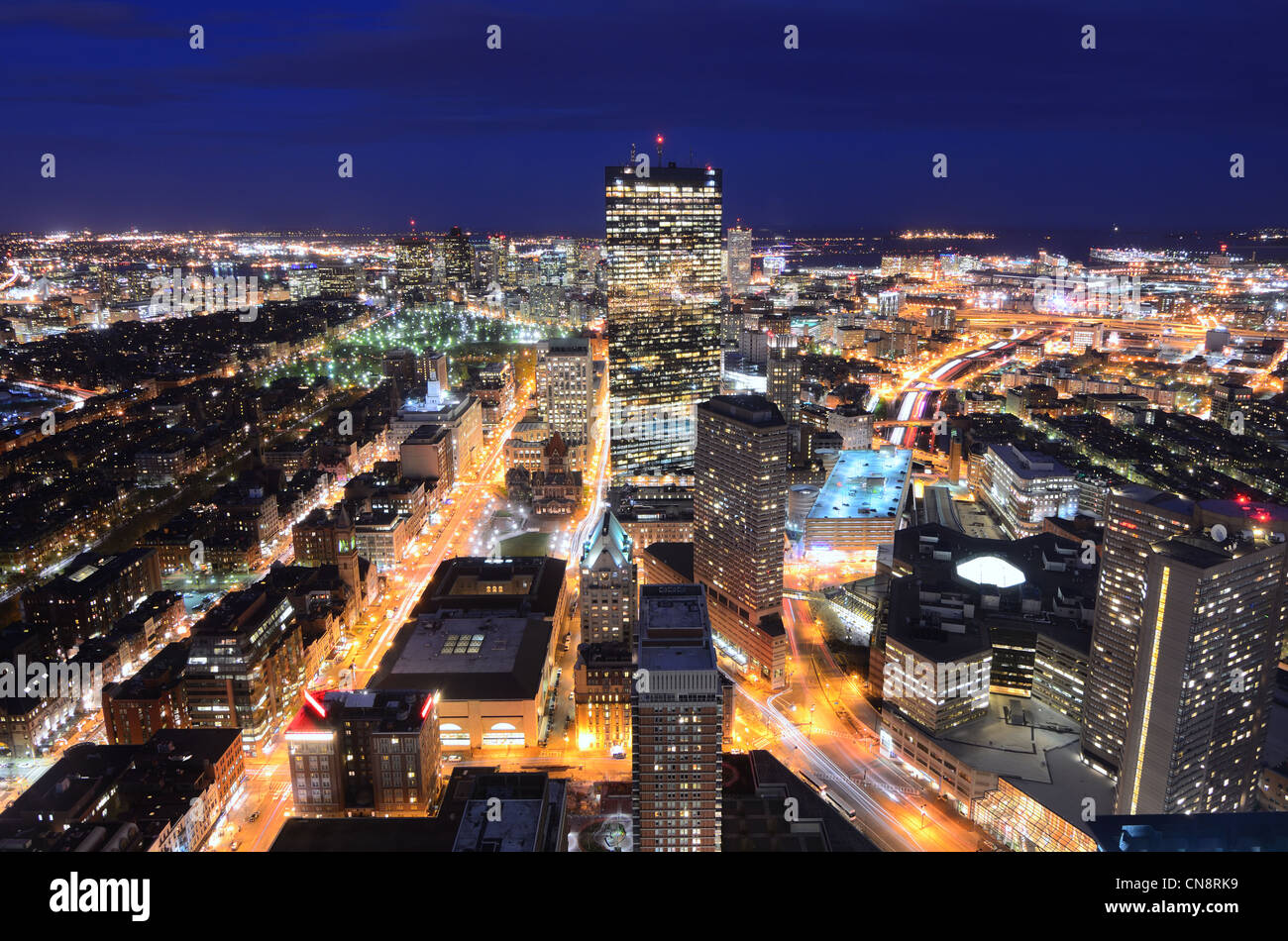 Vue aérienne du centre-ville de Boston, Massachusettes, USA. Banque D'Images