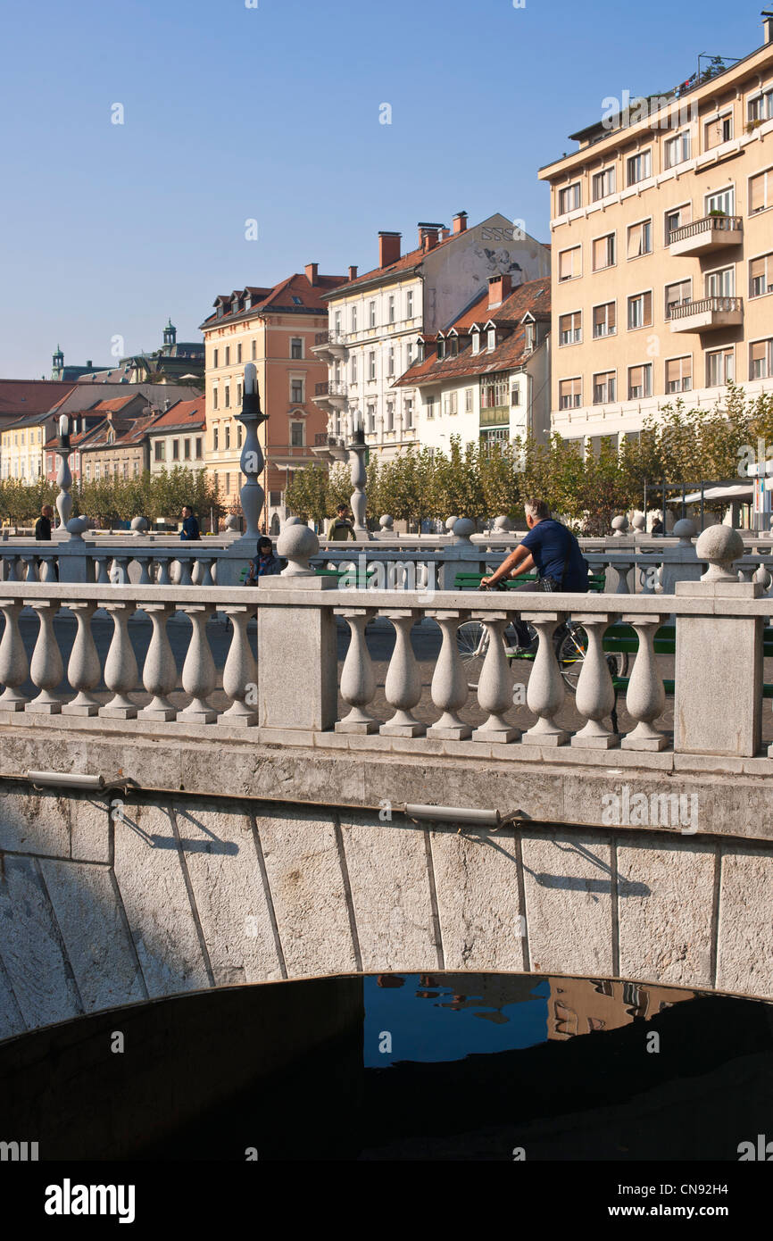 La Slovénie, Ljubljana, capitale de la Slovénie, le triple pont Banque D'Images