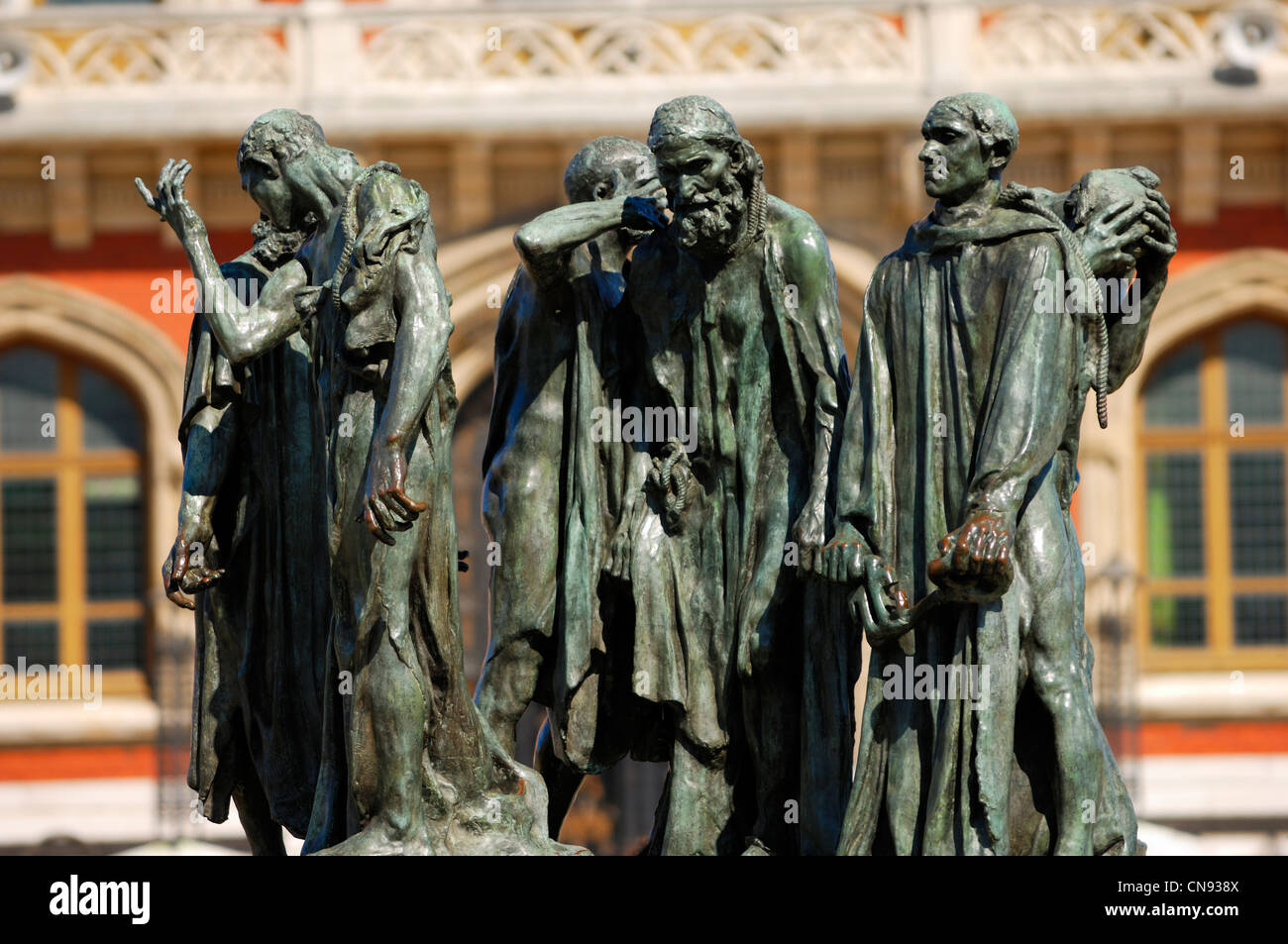 France, Pas-de-Calais, Calais, Monument du Bourgois de Calais (Les Bourgeois de Calais), des statues en bronze d'Auguste Rodin Banque D'Images