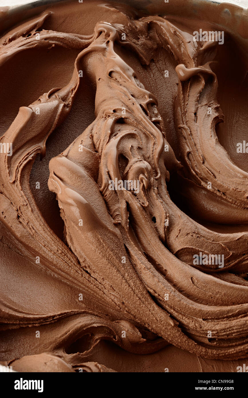 Tourbillon de chocolat détail close up Gelato ice cream Banque D'Images
