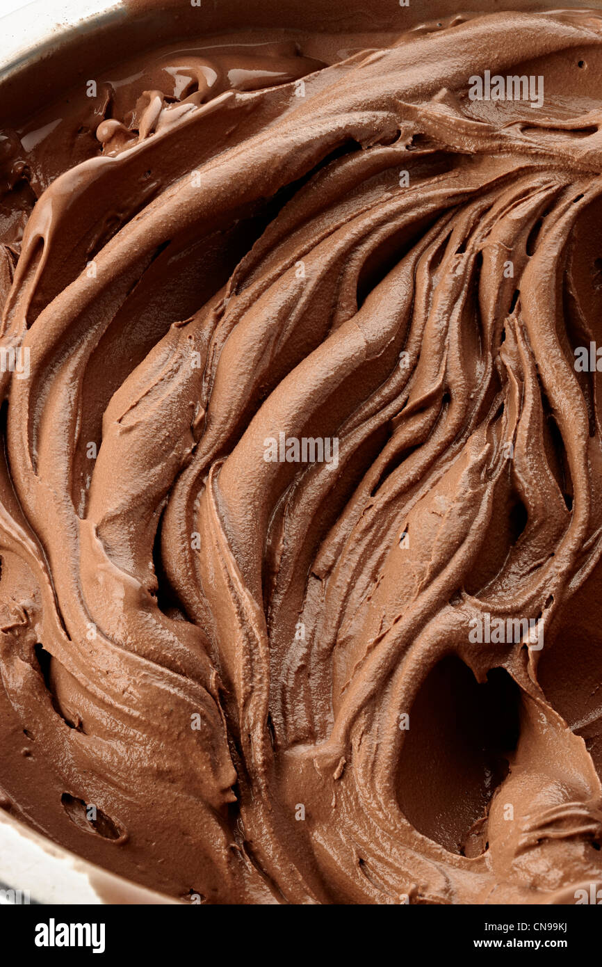 Tourbillon de chocolat détail close up Gelato ice cream Banque D'Images